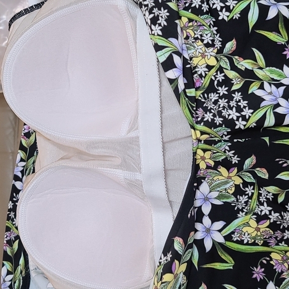 Unbranded Swimsuit Black Floral Modest Semi-Backless Ties Cruise Beach Sz 14 EUC - Picture 6 of 10